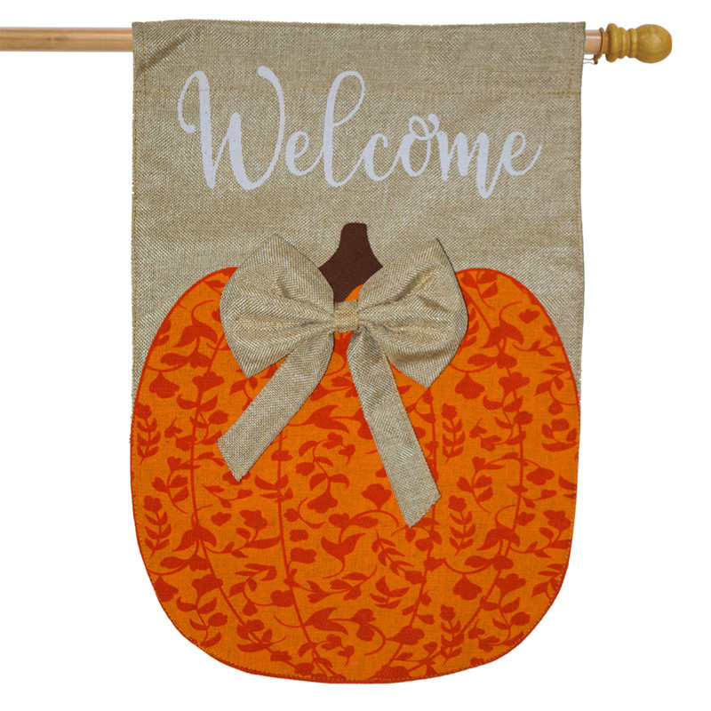 Drapeau d'automne citrouille en toile de jute