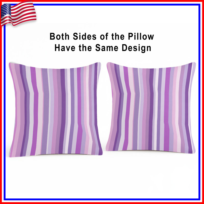 Purple Stripes Throw Pillow, Pattern Double Sided Pillows, 20 x 20 inches