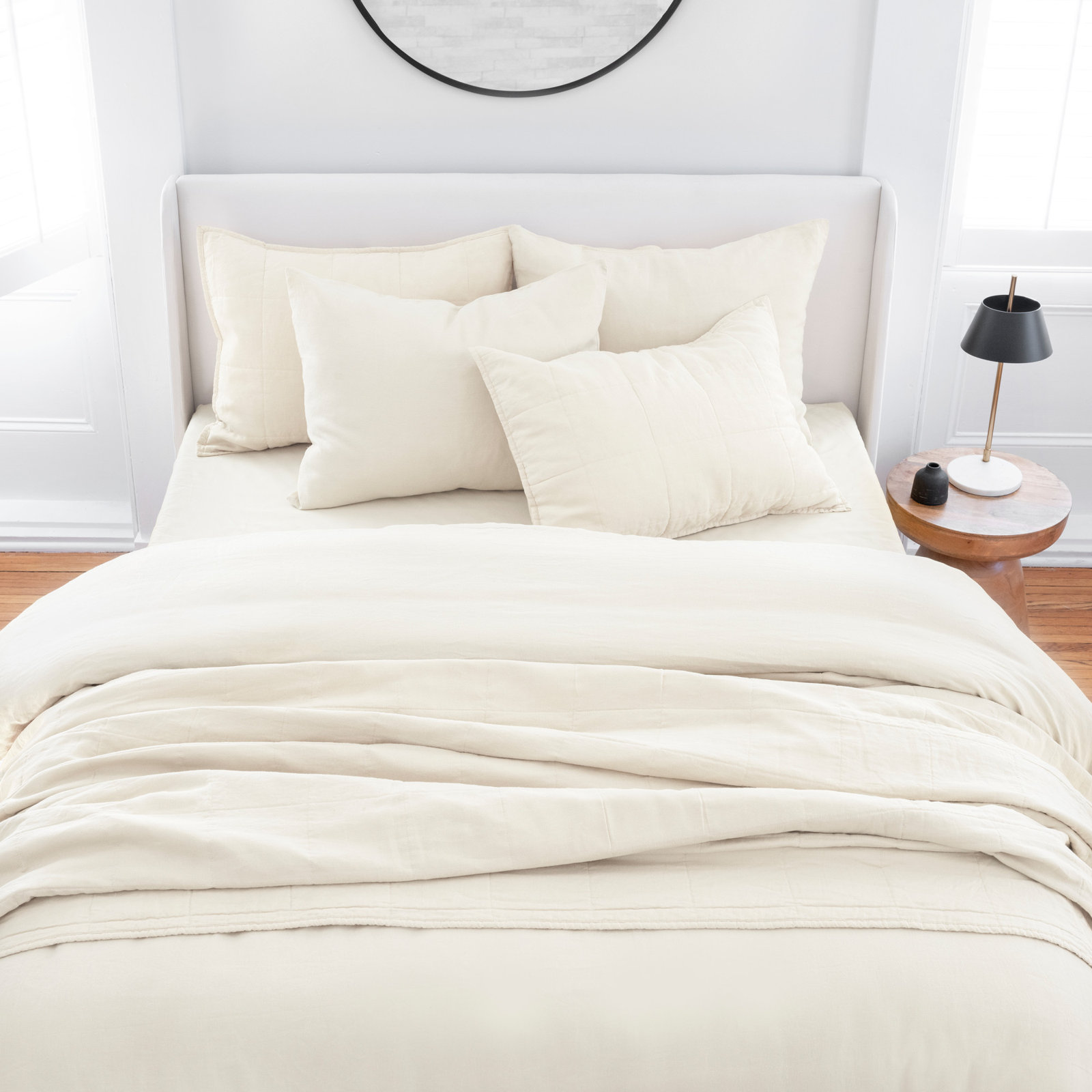 Kamau Linen Quilt Set, Full/Queen, Cream