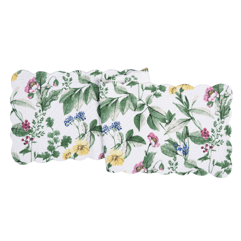 Dukene Blooms Rectangle Cotton Floral Design Table Runner