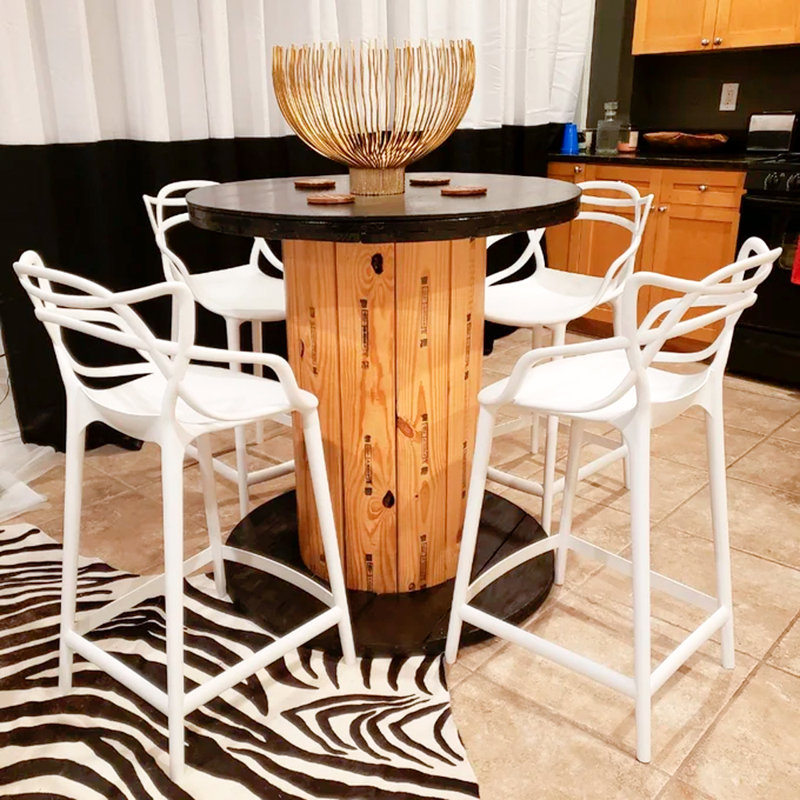 Upholstered Counter Stool, White