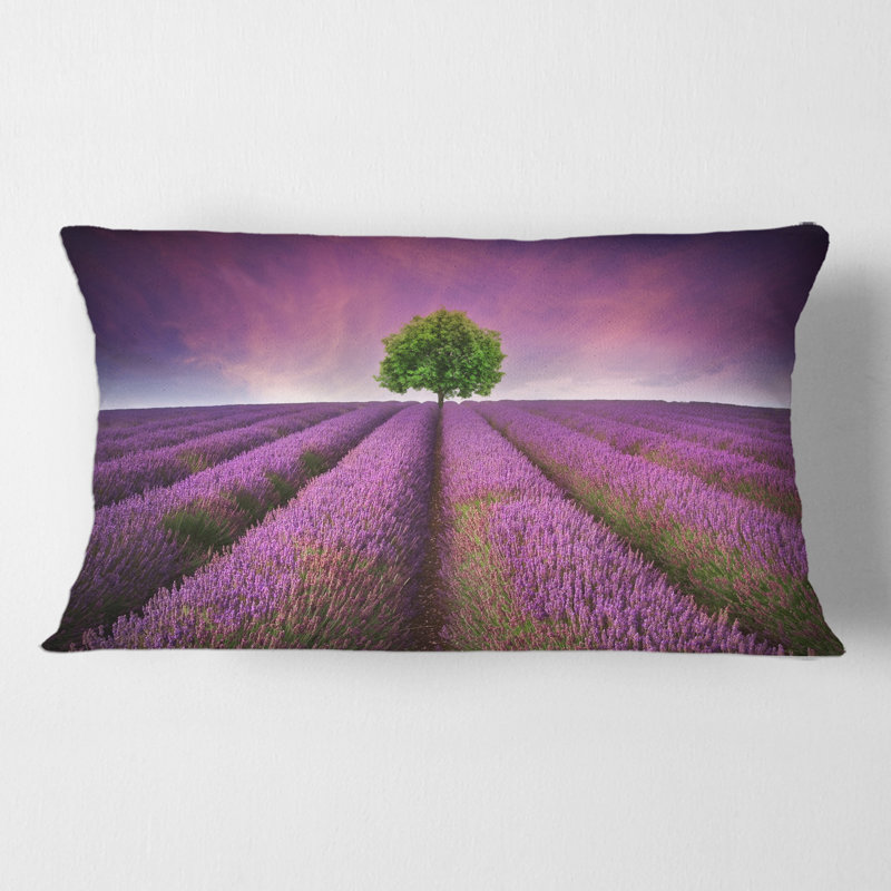Rectangle, superbe coucher de soleil d'été avec champ de lavande - Coussin