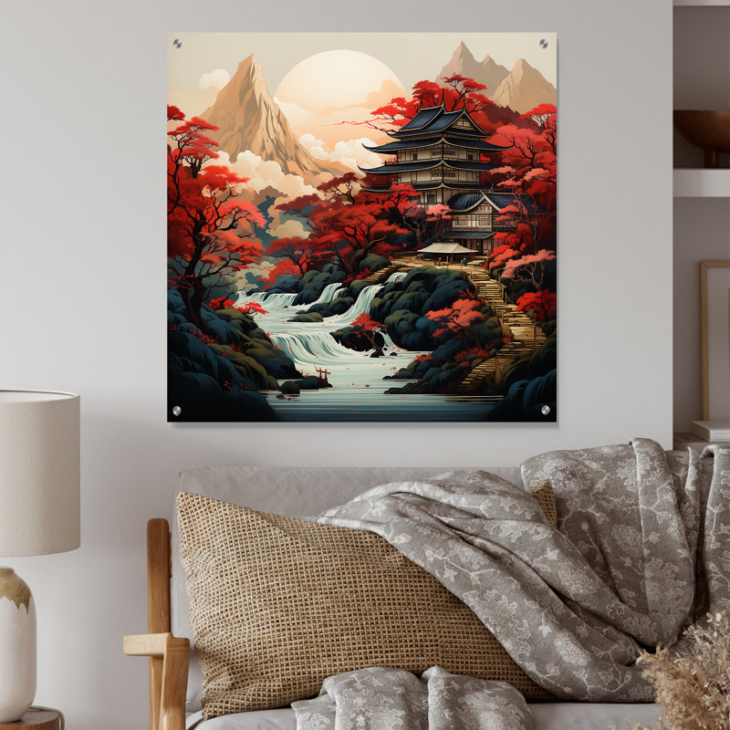Estaugh - Art asiatique, art mural acrylique, H 36 po x l 36 po