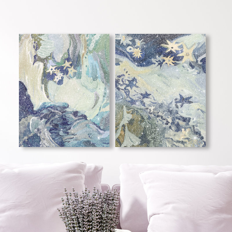 Mermaid Dream Set Canvas Animals Print by Oliver Gal, Black Frame, 16 x 20, 72"H x 60"W, Gallery Wrapped