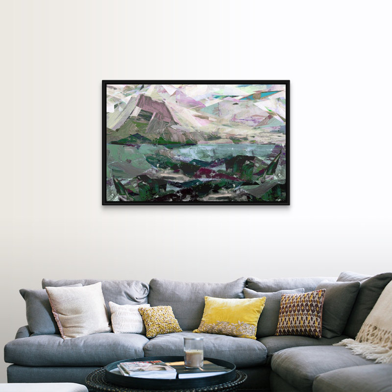 Île Sainte, 2017 - impression d'art graphique, Cadre flottant noir, H 34 po x l 50 po x P 1,75 po