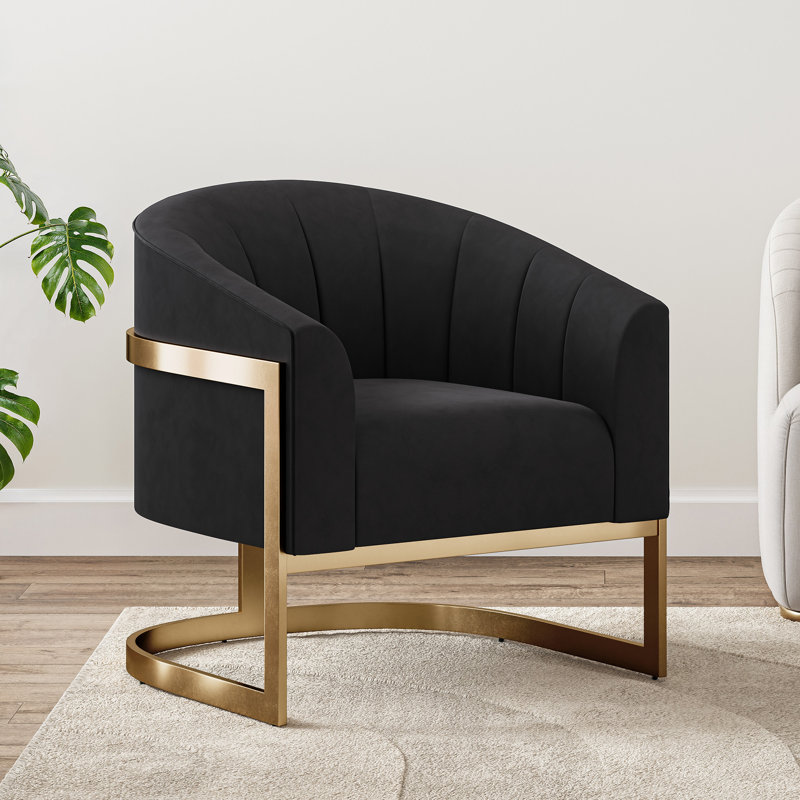 Fauteuil demi-tonneau Ellisville, Velours noir