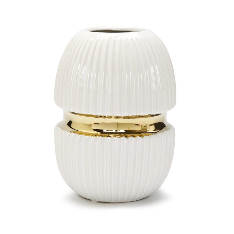 Vase en céramique blanc 8 po