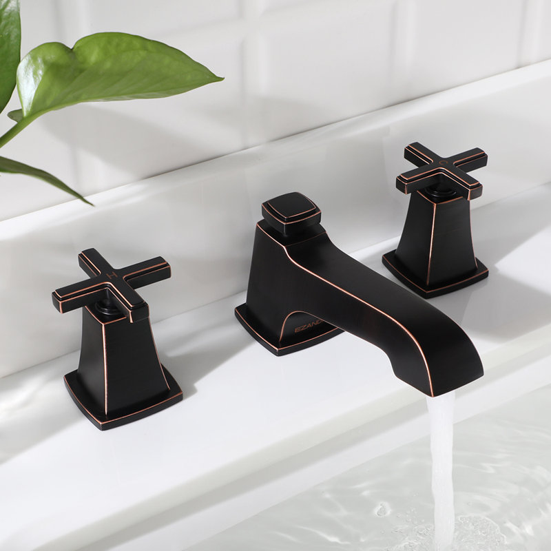 Robinet de salle de bain surdimensionné à 2 poignées avec bonde, Bronze huilé