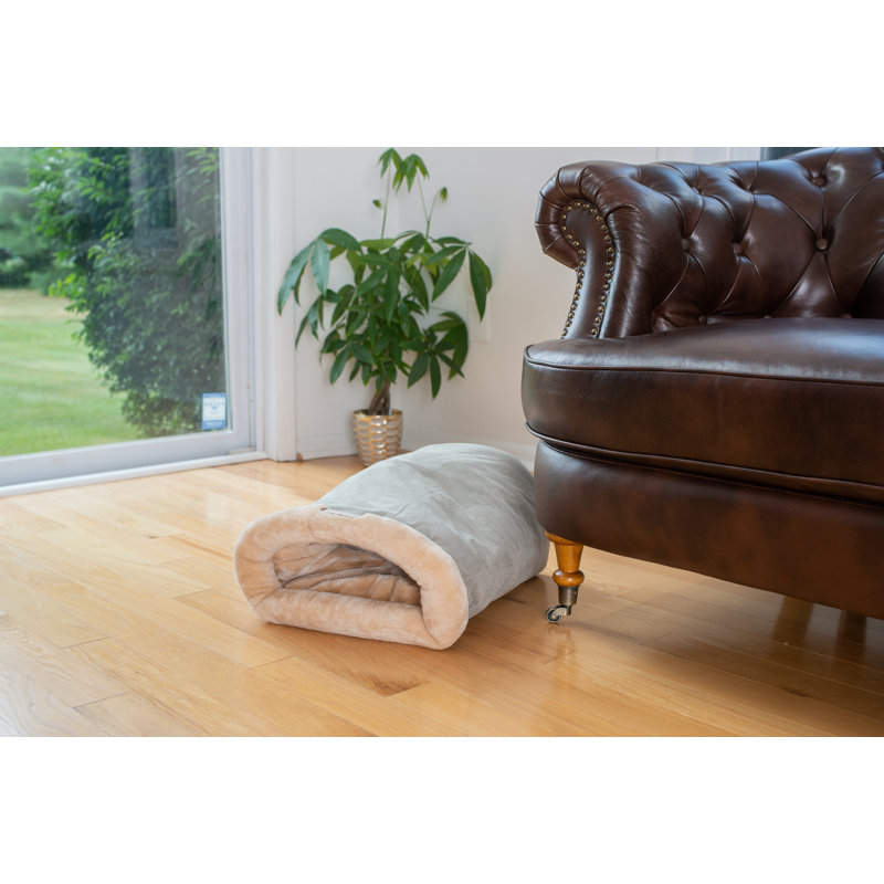 Faux Fur Nest Pet Bed, Sage Green and Beige