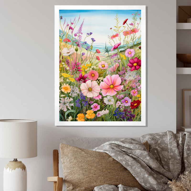 Célébration de fleurs sauvages printanières sur toile, H 44 po x l 34 po x P 1,5 po, Cadre simple blanc