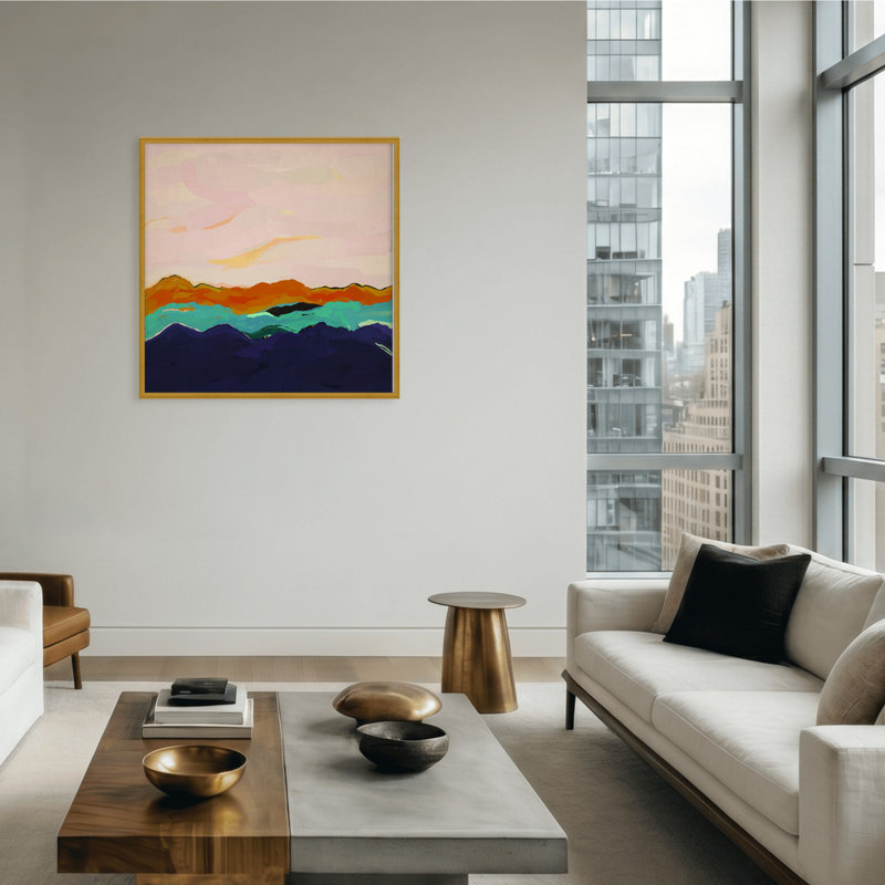 Nature Inspired Twilight Silhouette by Chichi Décor, 48" H x 48" W, Floated Framed Canvas, Gold