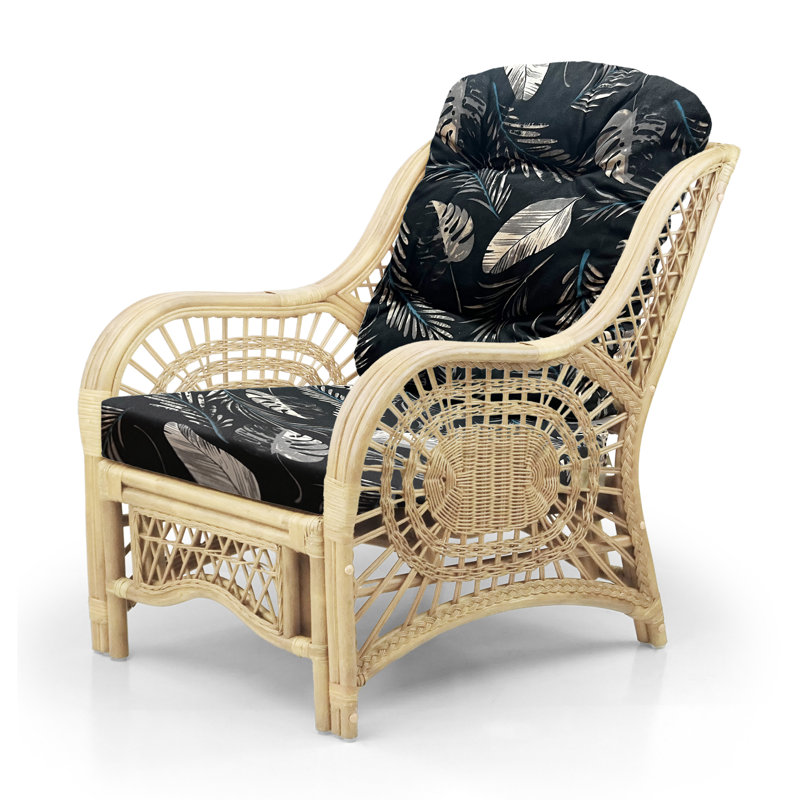 28'' Wide Tufted Armchair, Black Leaf