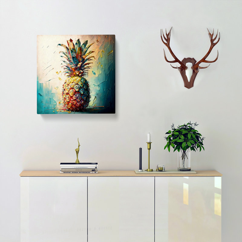 Pineapple Palette Knife - Wrapped Canvas, 35cm H x 35cm W x 3cm D