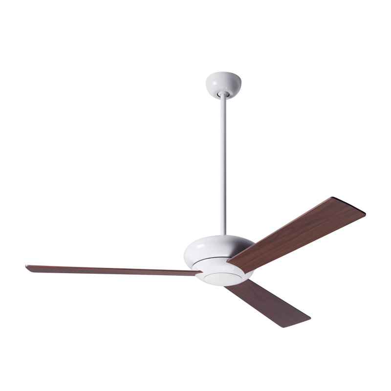 Downrod Ceiling Fan, Gloss White, Fan Speed Control, Mahogany