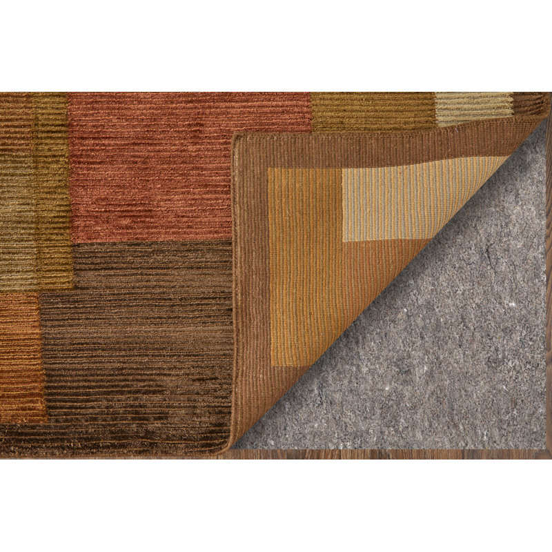 Keystone Hand Knot Color Block Rug, Brown/Rust, 2Ft X 3Ft Accent Rug, Rectangle 5'6" x 8'6"