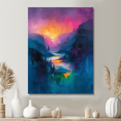 «Black Pink Mountain Landscape Summer Beauty - Landscape Mountains», art mural