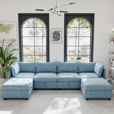 Modular Sectional Sofa, Convertible With Storage, Sleeper Set, Flexible Fabric Combinations For Living Room Comfort And Style