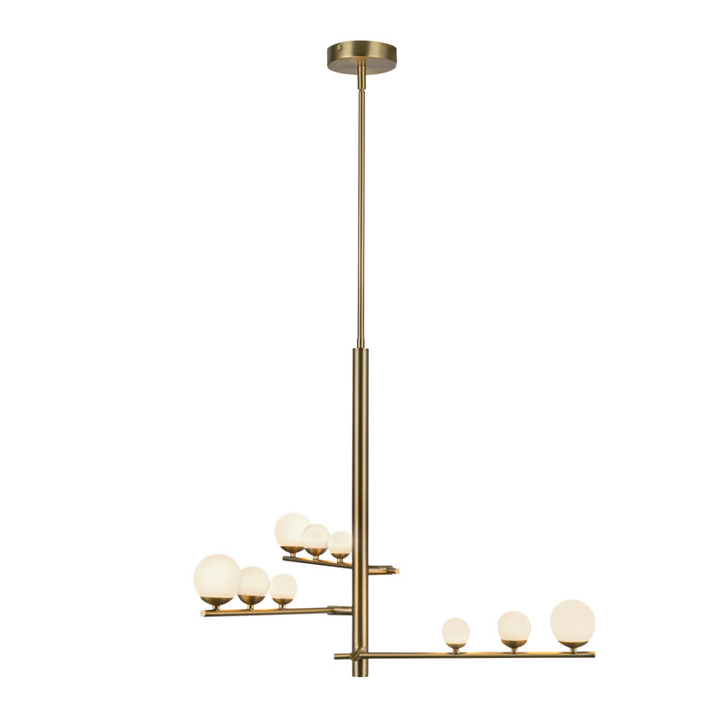 Cypress 3 Arm Opal Glass LED Chandelier, Brushed Gold