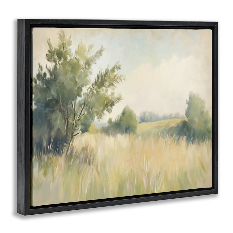 Cadre flottant Summer Green Meadow, design par Kim Allen, H 25 po x l 31 po, Cadre flottant noir de jais