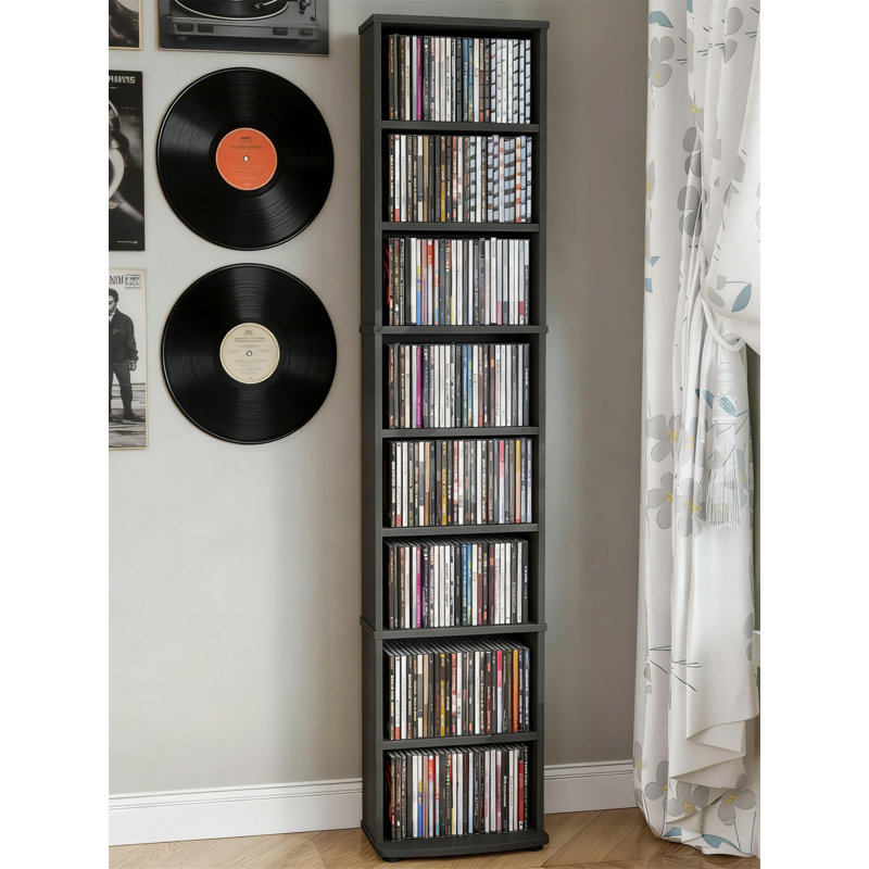 8-Tier Adjustable CD Storage Tower For Dvds, Living Room Bedroom Office, Black