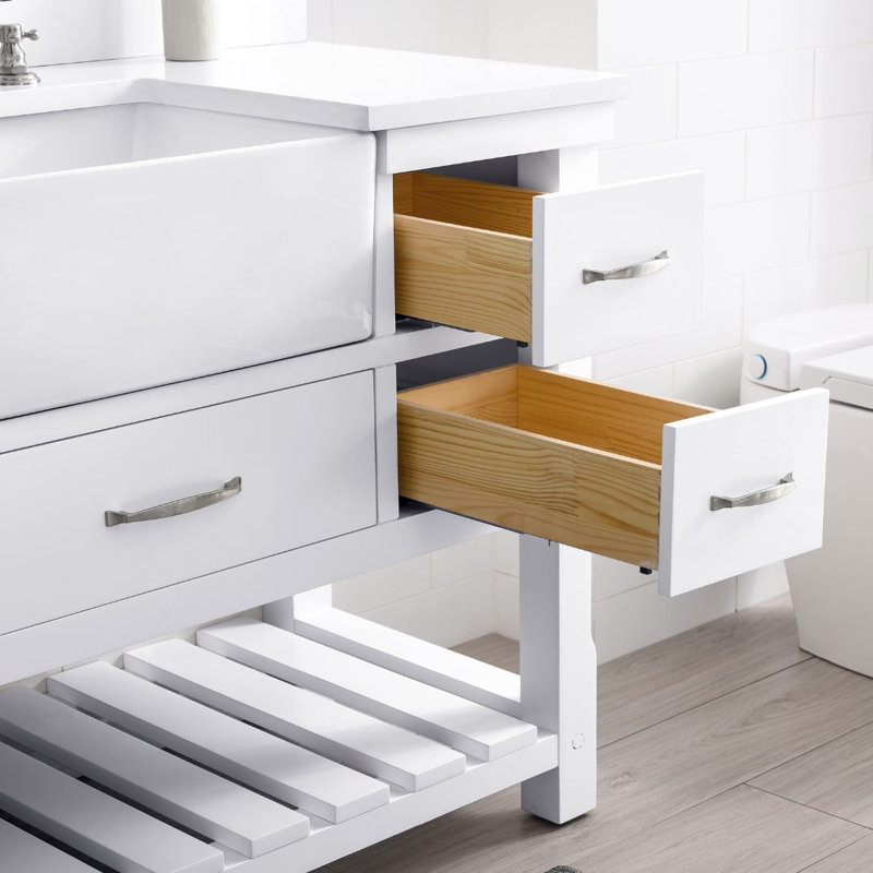 Ensemble de meuble-lavabo simple 48 po Curiel, Blanc / nickel brossé