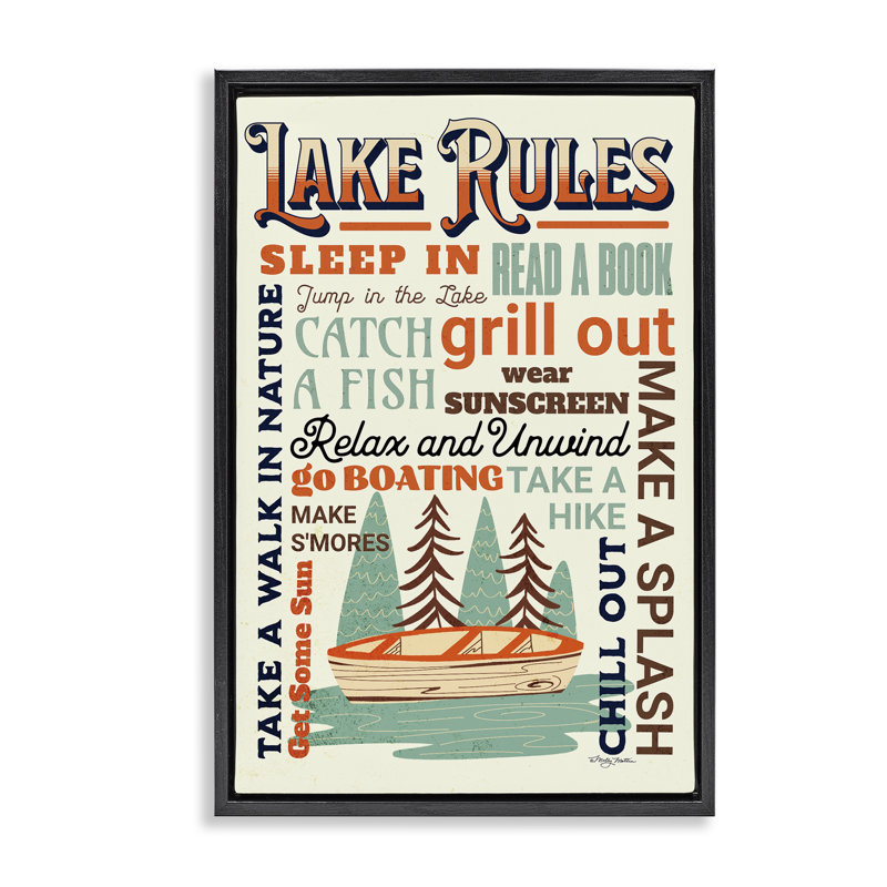 Lac flottant, activités amusantes, toile flottante par Marla Rae, Cadre flottant noir de jais, H 25 po x l 17 po