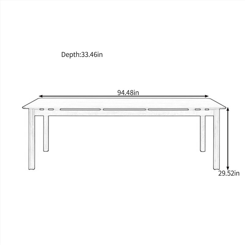 Light and elegant solid wood dining table, 29.52"H x 94.48"L x 33.46"W 
