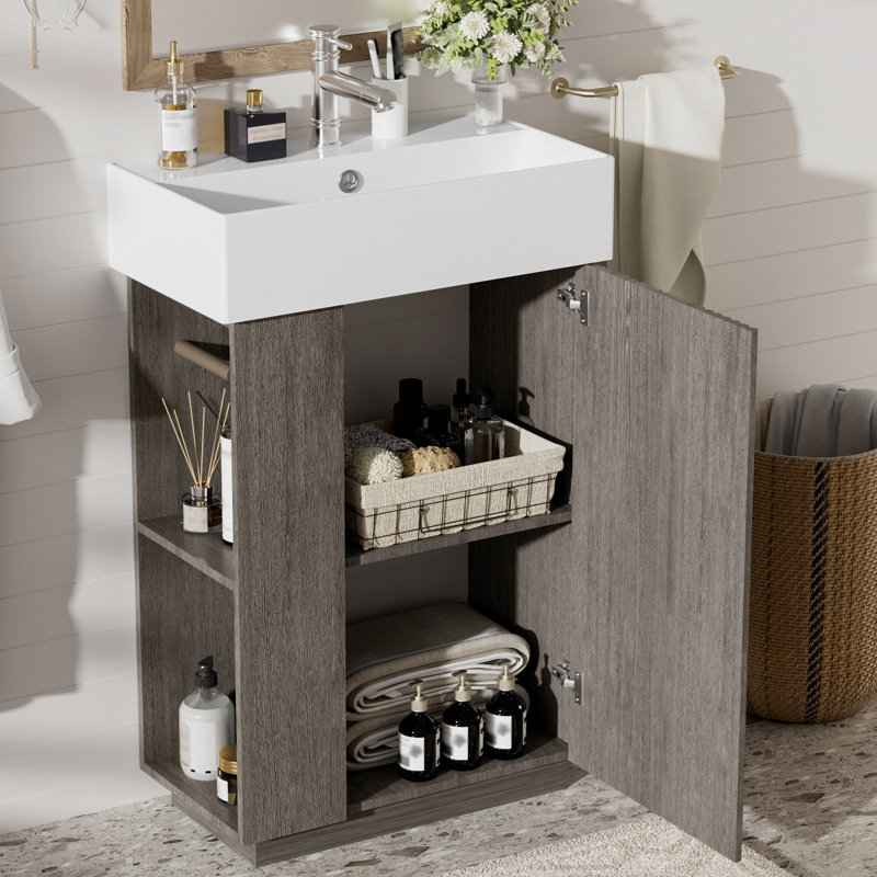 21.6'' Unique Bathroom Vanity With Ceramic Top