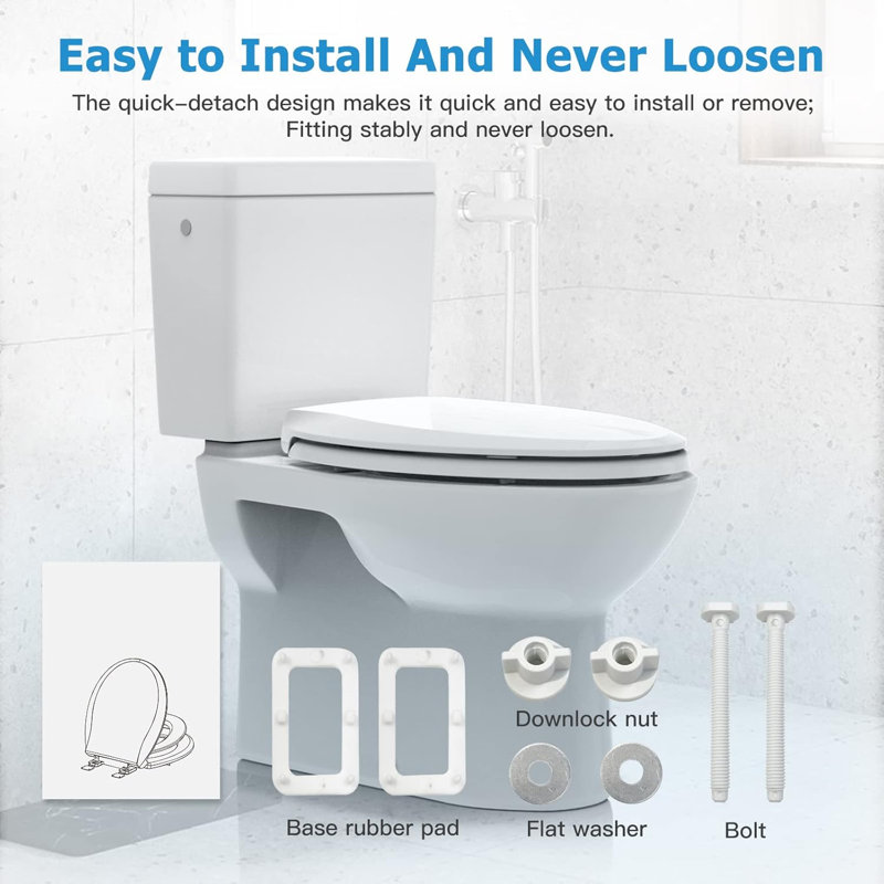 Soft-Close Round Toilet Seat with Removable Training Seat, Quick-Release Hinges for Easy Cleaning, Slow-Close & Non-Slip Design, Easy Installation
