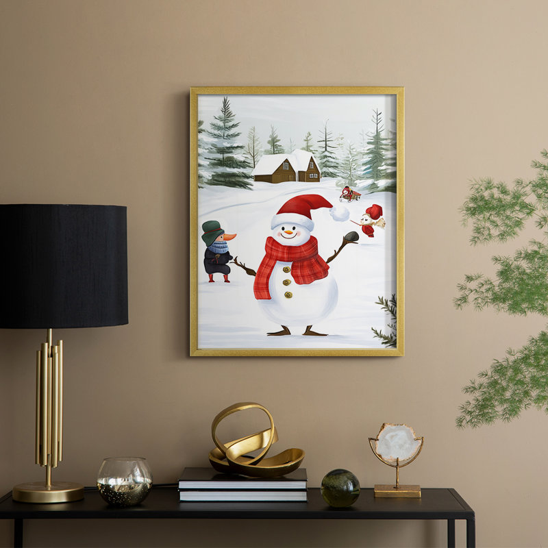 «Christmas Holiday Art CCXLV III», reproduction d'art encadrée - bois massif, H 21 po x l 17 po, Doré
