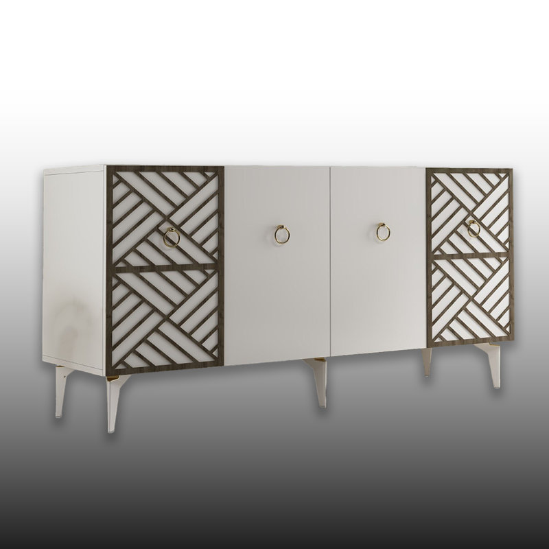59'' Wide Rectangle Console With Pattern, White