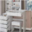 37" Middle Size Left Bedside Cabinet Vanity Table + Cushioned Stool, Extra Large Right sliding mirror, Multi Layer High Capacity Storage, Practical Fashionable Dresser, Suitable For Large Space-443787663