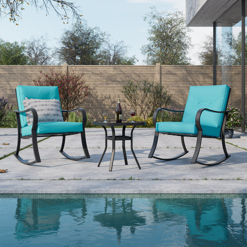Ensemble de conversation berçant avec coussins 3 pièces Britan, Bleu clair