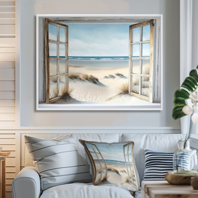 «Window to the Beach - Coastal Window», reproduction d'art sur toile plage