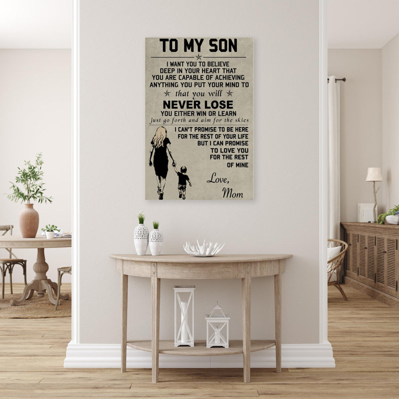 «Kyleerose To My Son Love Mom», impression sur toile, H 14 po x l 11 po x P 1,25 po