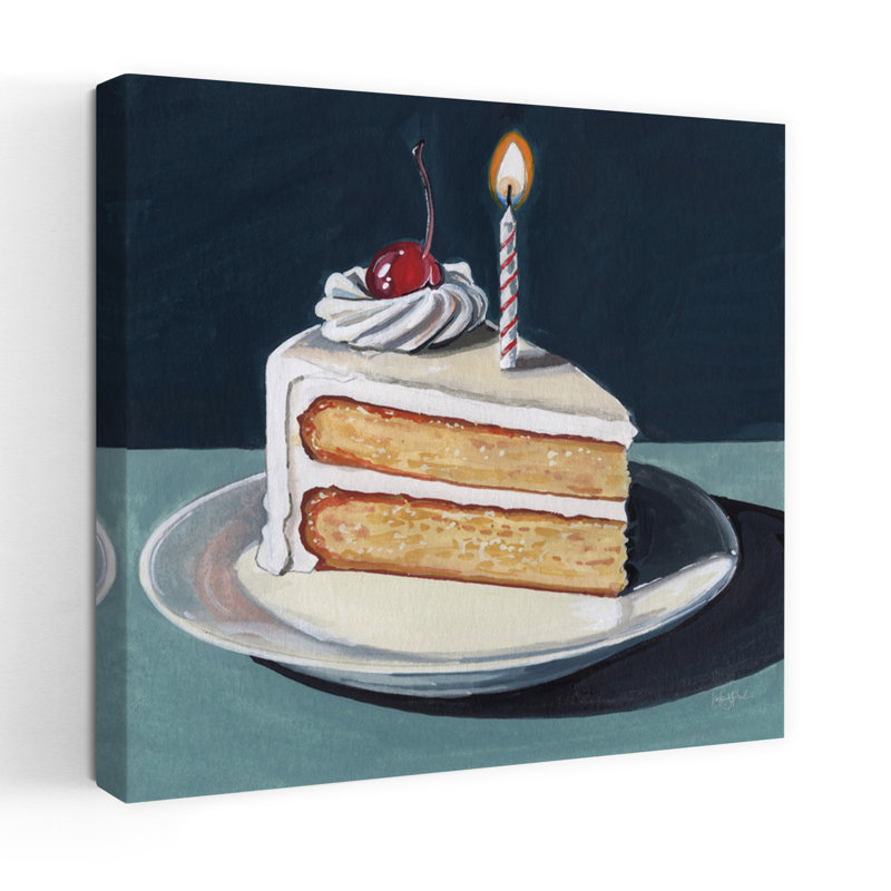 Birthday Slice With Cherry Contemporary Art, 18" H x 18" W