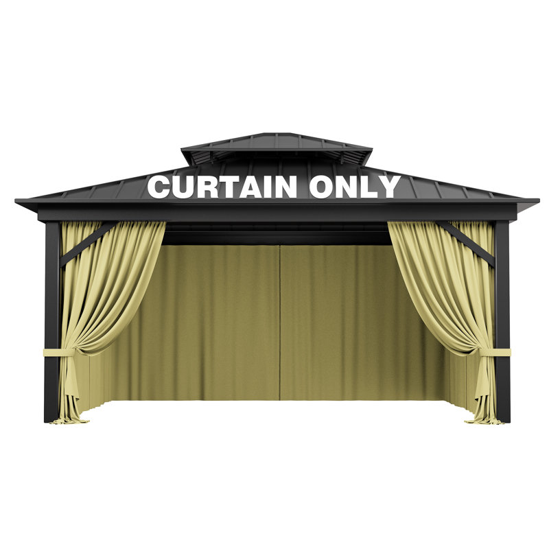 4-Panels Sidewall Curtains For Gazebo, Only Curtains, 78.74" H x 192" W x 144" D, Light Yellow