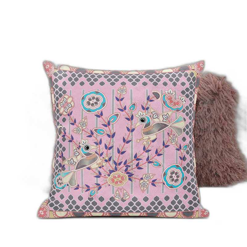 Coussin 18 po x 18 po, Rose / bleu