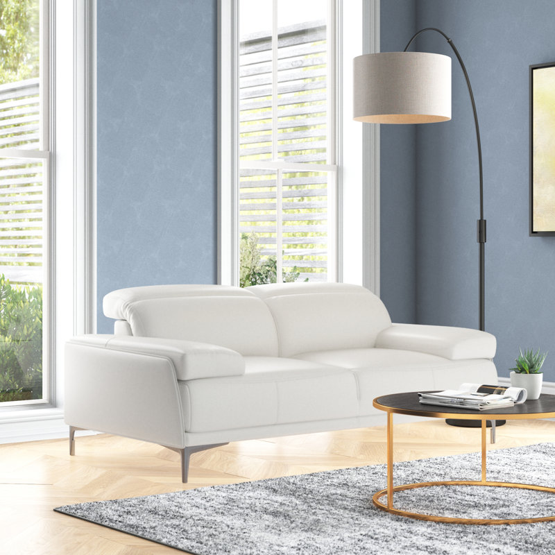 Mcglynn 72'' Faux Leather Loveseat, White Faux Leather