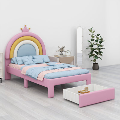 Lit plateforme tapissier avec tiroir de rangement