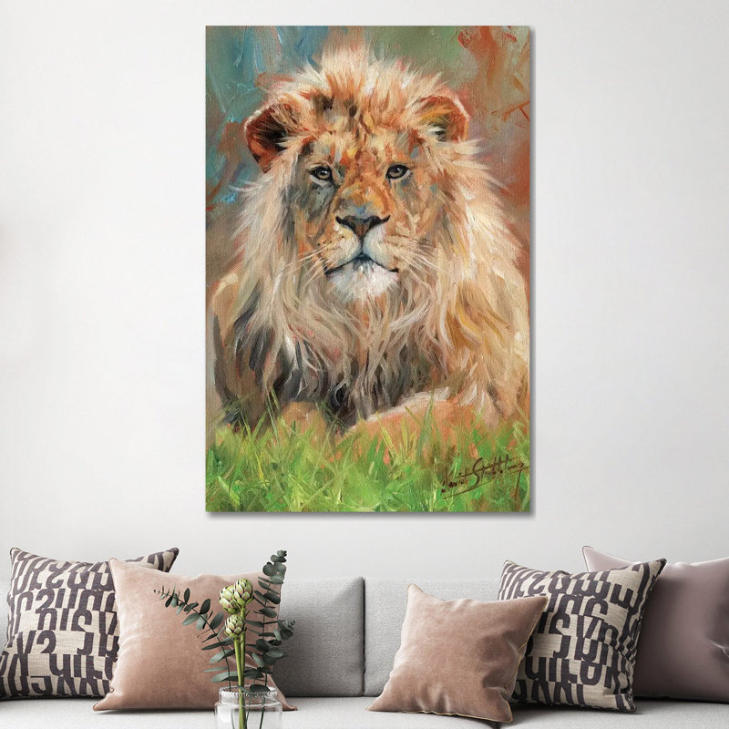 Lion Front by David Stribbling - Wrapped Canvas Print, 152.5 cm H x 101.5 cm W