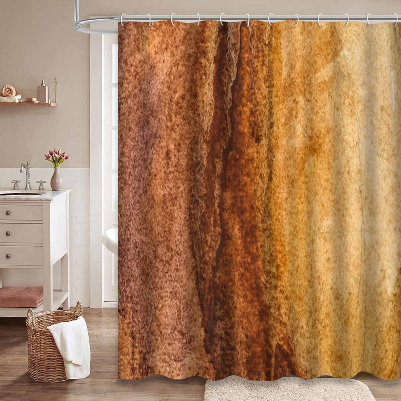 Rideau de douche imperméable brun, rideaux de douche pour la salle de bain avec 12 crochets, 72" L x 84" W