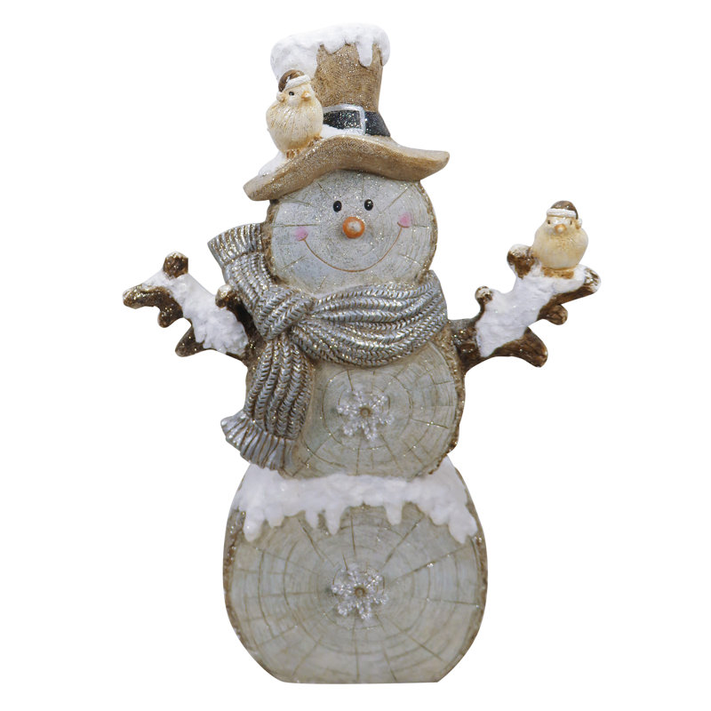 Statue musicale de bonhomme de neige à gravure sur bois 34 po Ophelia & Co. Corporation E7B105089D32458B9A66A33785BAC2EA