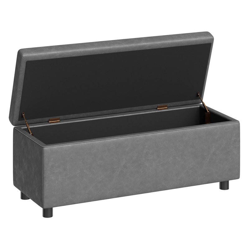 Banc de rangement avec repose-pieds, banc de chambre Mid-Century, Gris