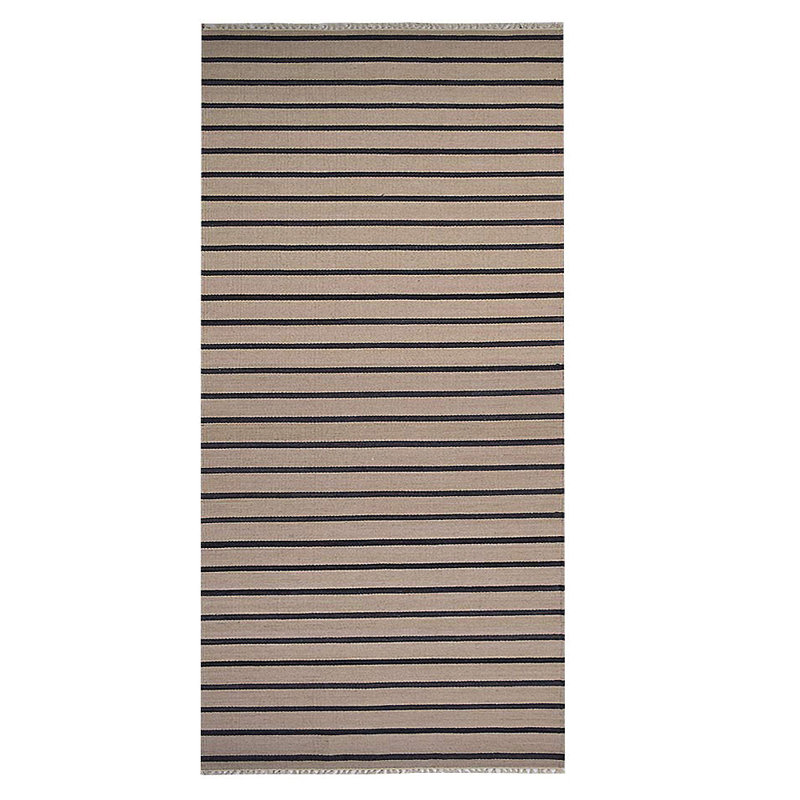 Ahmednur Hand Woven Flat Weave Kilim Wool Eco-Friendly Area Rugs - Hallway Runners, Cream Charcoal Color, Contemporary Modern Design, Low Pile Handmade Area Rugs for Living Room, Bed Room
