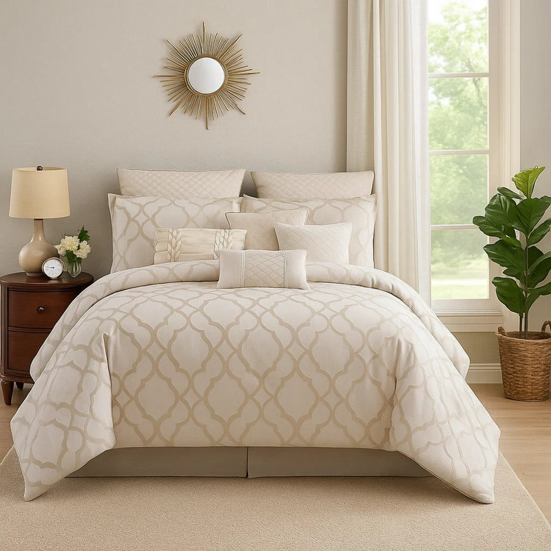 Ensemble d'édredon blanc en microfibre, Grand édredon et 8 pièces supplémentaires
