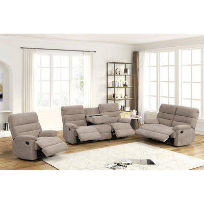 Albert Mocha/Brown Fabric Reclining Living Room Set