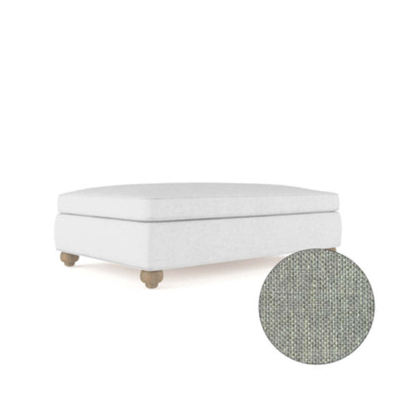 Leroy Ottoman, Plush Velvet Oyster, Weathered