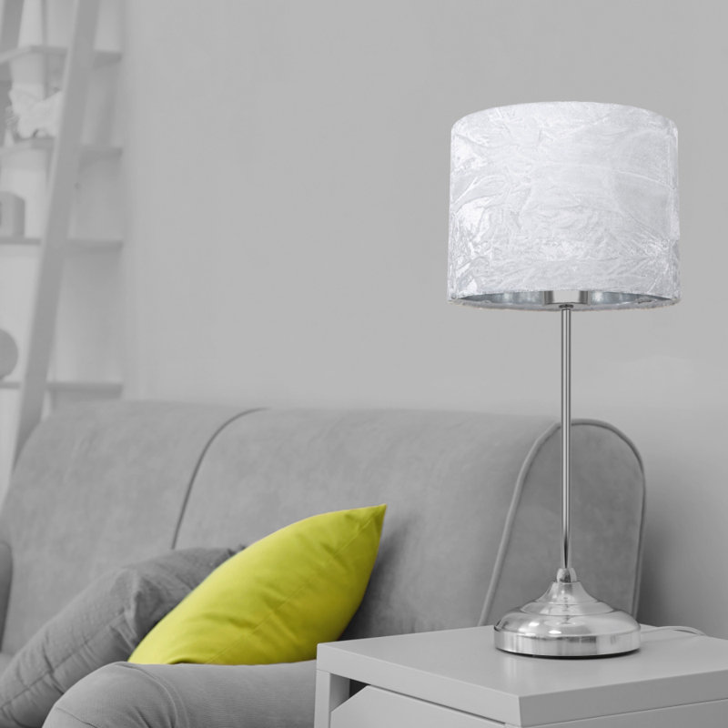 30cm Velvet Drum Lamp Shade, White, 15cm H x 20cm W x 20cm D