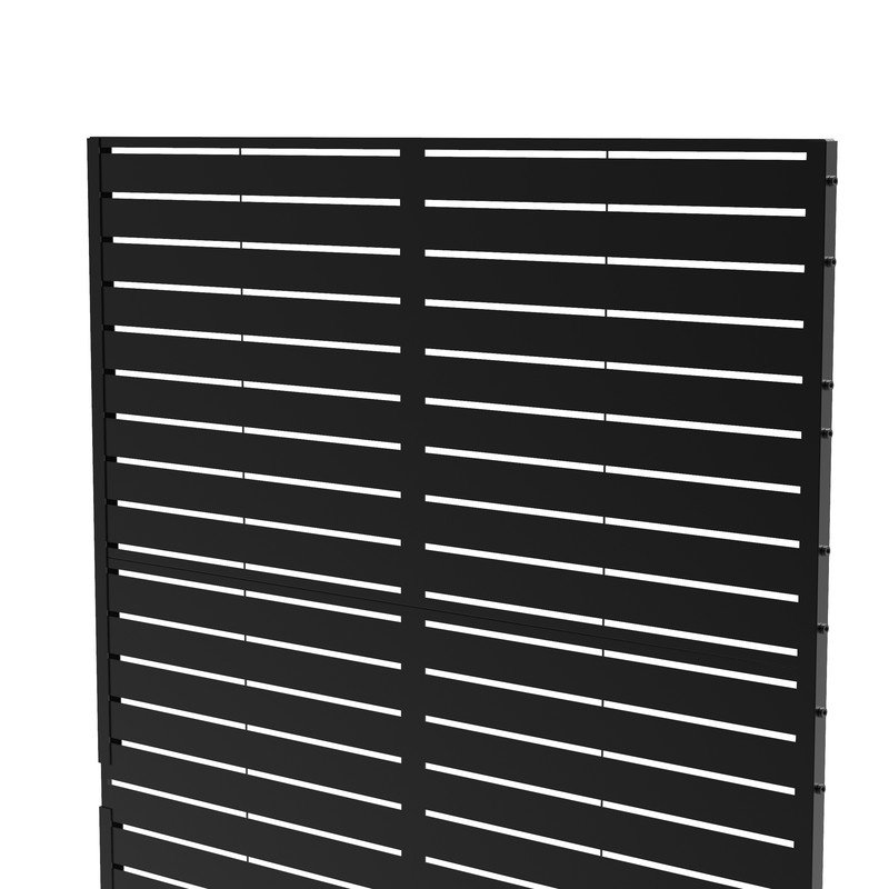 74.8" x 47" Metal Privacy Screen Fence Panel with Stripe Pattern, Set of 2, Black
